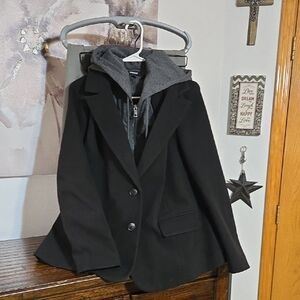 Torrid Black Blazer Jacket with Gray Hoodie 00